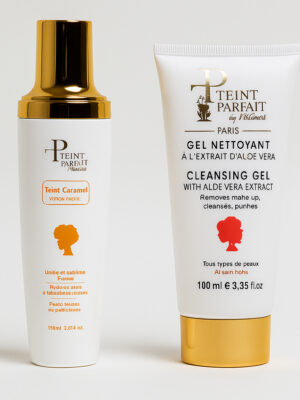 Lotion De Visage Teint Caramel Satine + Gel nettoyant a l’extrait d’aloe vera